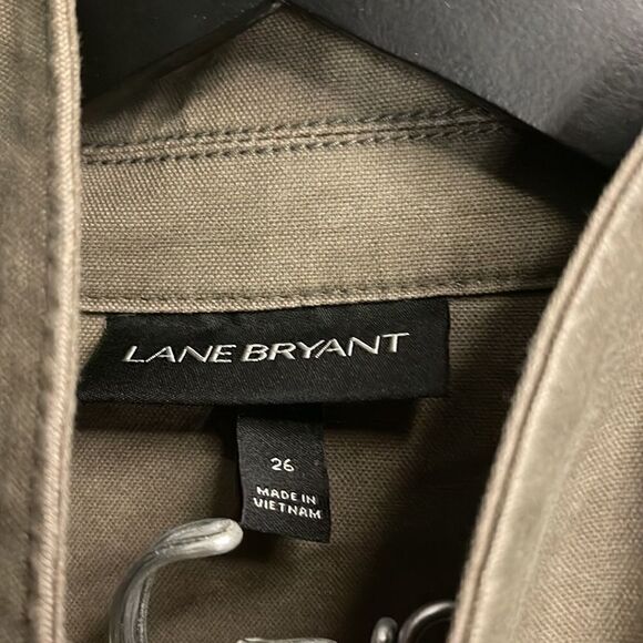 Lane Bryant Olive Green Peplum Lace Jacket Womens 26 Button Front - Picture 5 of 6